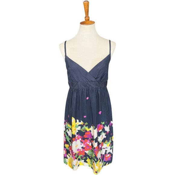 Theory 100% Silk Spaghetti Strap Abstract Dress Size 12 - Picture 1 of 8